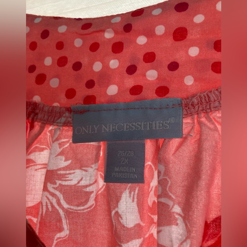 Only Necessities Coral Pink Floral Polka Dot Women's Dress